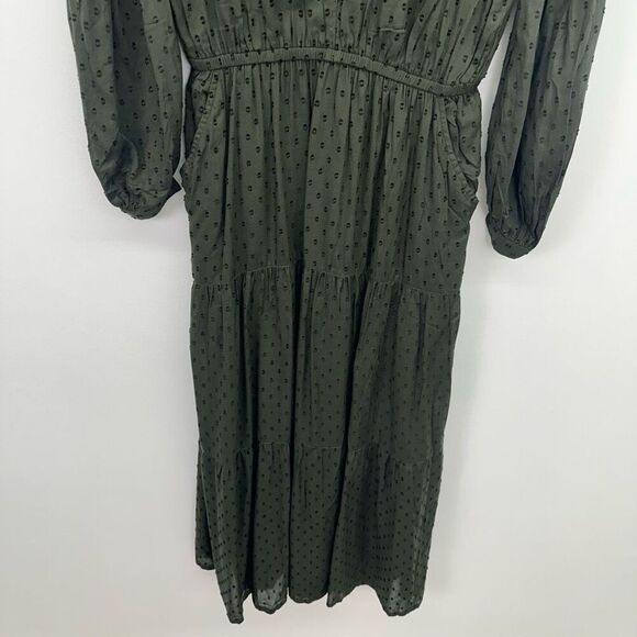 Garnet Hill Women’s Nori Pine Green Ballad Swiss-Dot Maxi Dress - Picture 8 of 13